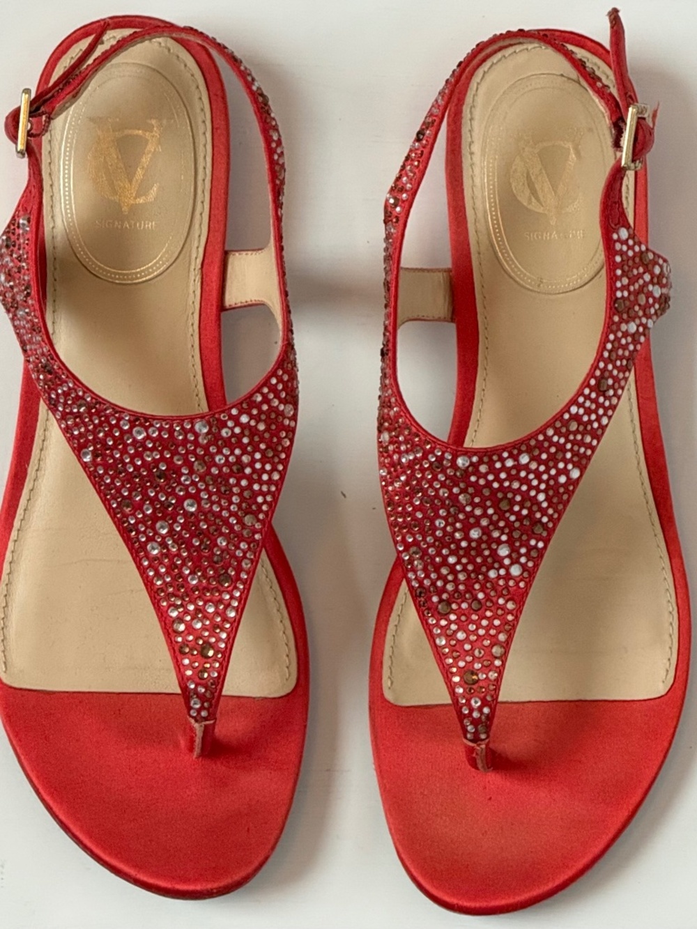 Vince Camuto Orange Strap Sandals w/Rhinstones